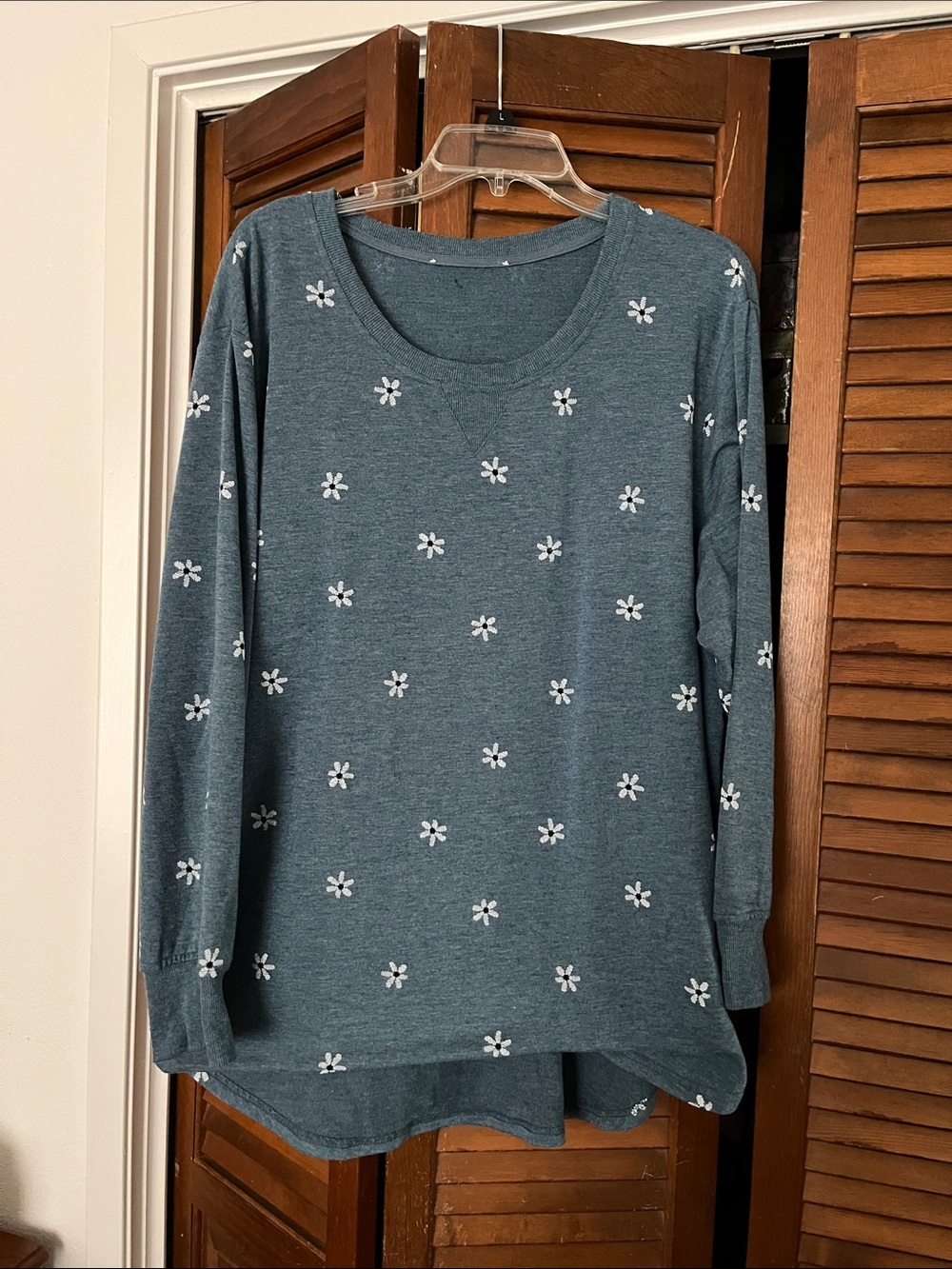 Blue Floral Long Sleeve Top